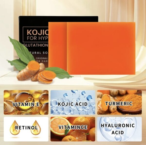 Organic Turmeric Soap Bar For Face, Kojic Acid Soap For Hyperpigmentation, Premium Japanese Formulated Kojic Soap Enriched With Vitamin C, Retinol, Collagen
