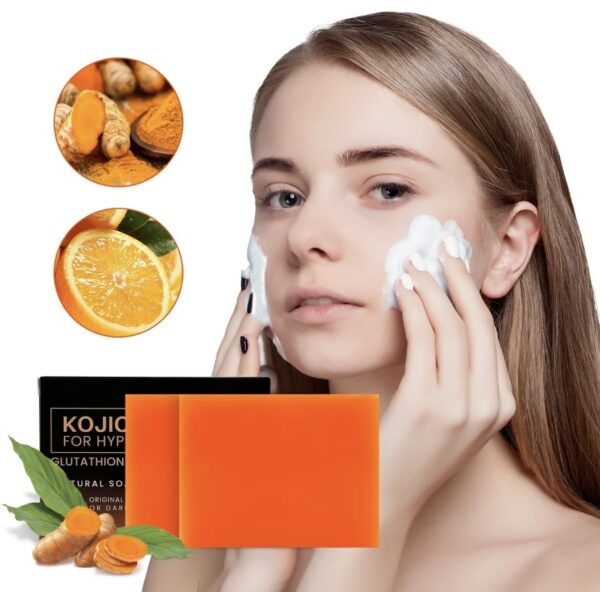 Organic Turmeric Soap Bar For Face, Kojic Acid Soap For Hyperpigmentation, Premium Japanese Formulated Kojic Soap Enriched With Vitamin C, Retinol, Collagen